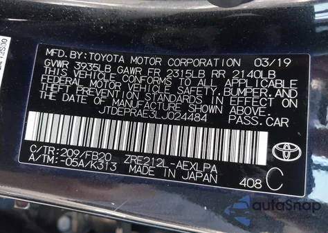 2020 Toyota Corolla Le from USA, damaged, VIN JTDEPRAE3LJ024484
